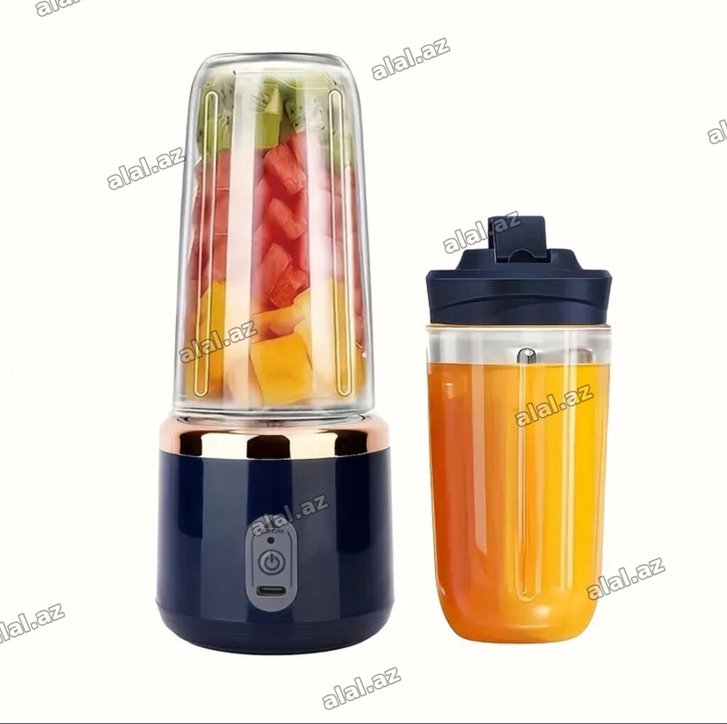 Mini Blendir – 6 bıçaqlı, paslanmayan polad bıçaqlar, 2 ədəd 400ml qab