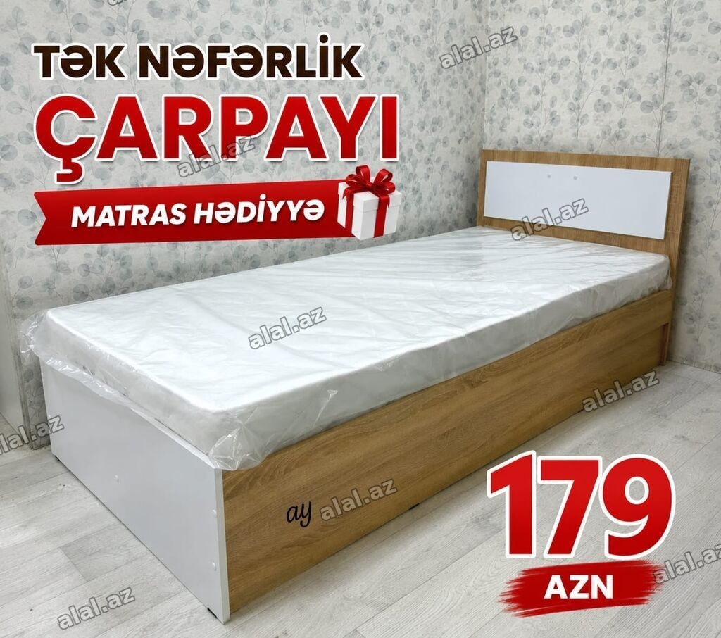 Yeni, Təknəfərlik çarpayı, Bazasız, Matras ilə, Siyirməsiz, Azərbaycan