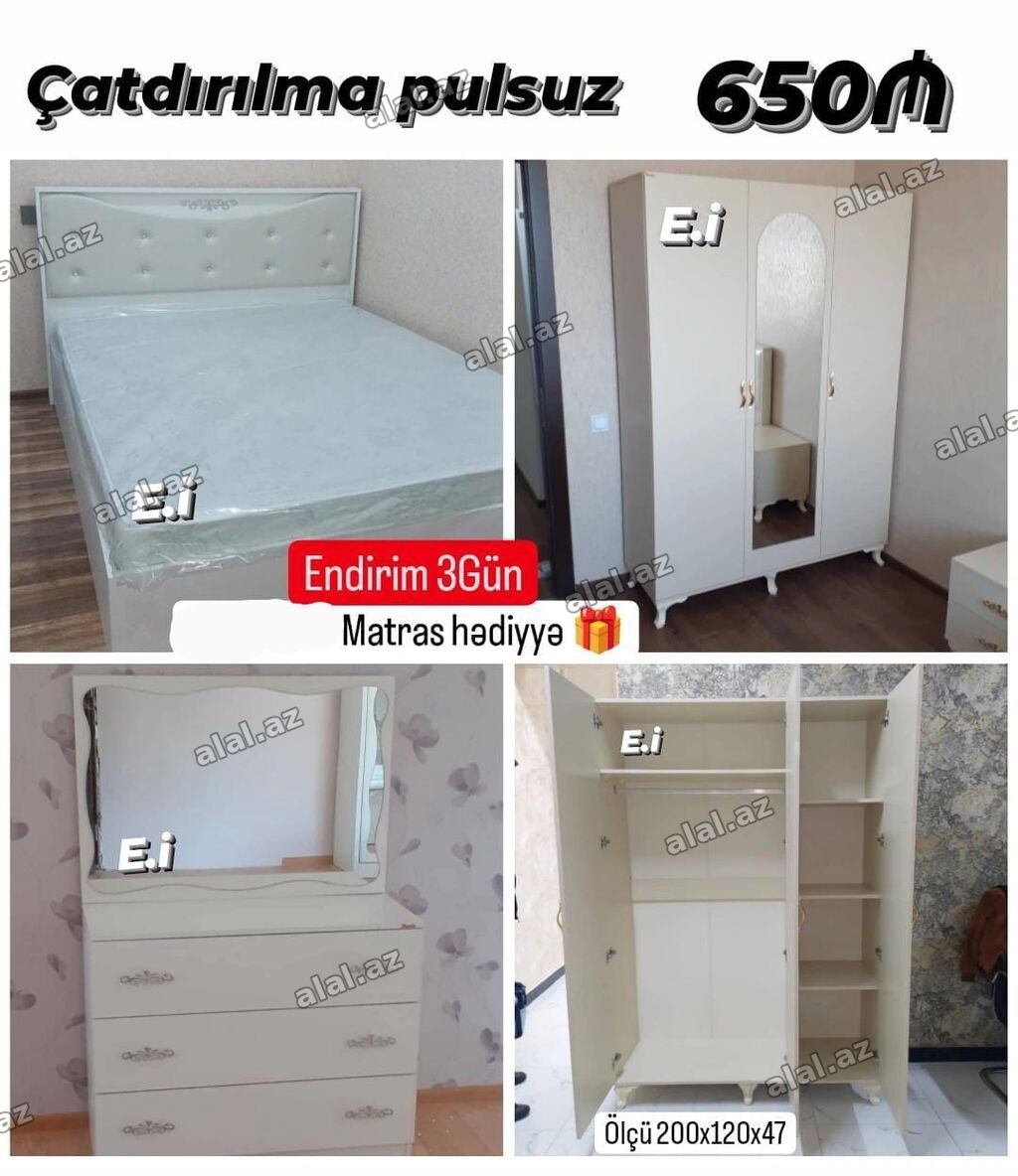 Yataq otağı dəsti – 650₼ • Çatdırılma pulsuz • Endirim 3 gün • Matras