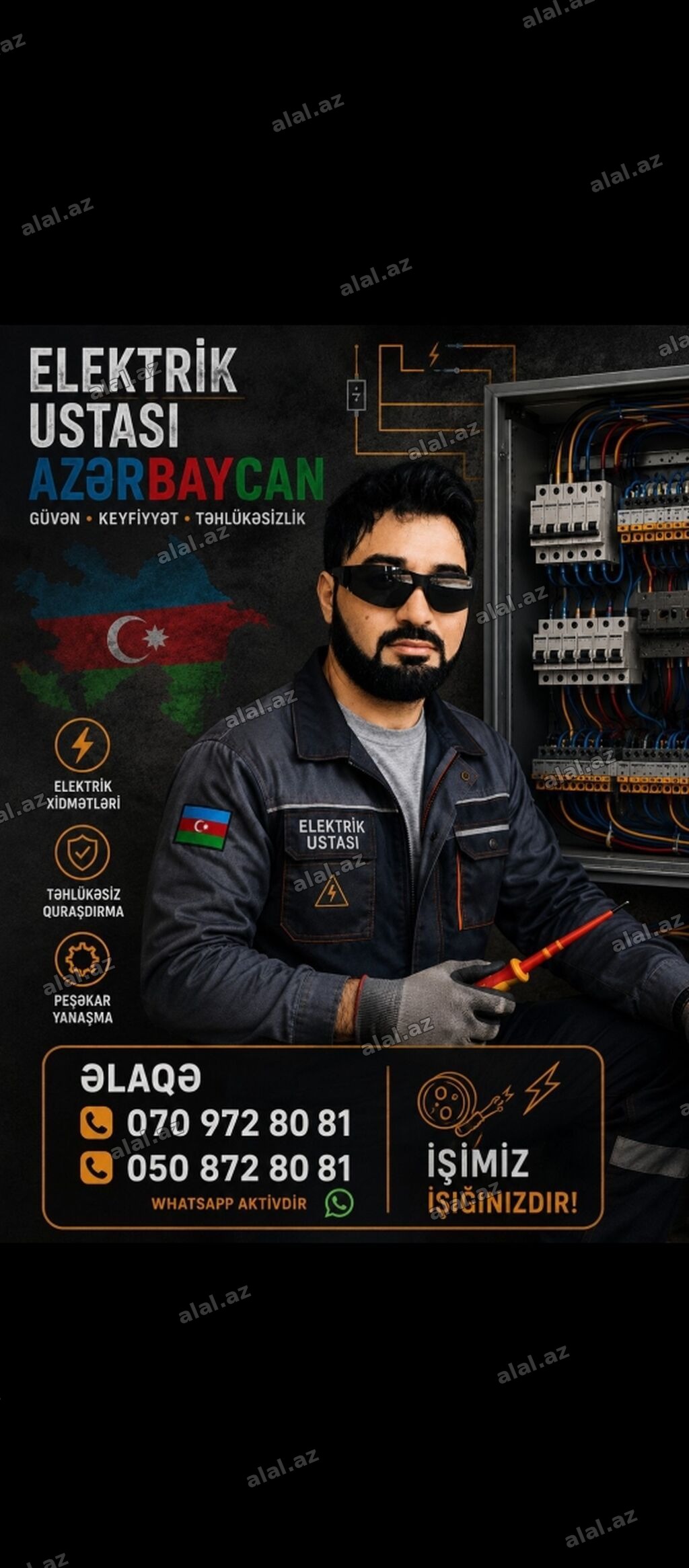 Elektrik ustası xidməti – Azərbaycan üzrə Peşəkar elektrik işləri: -