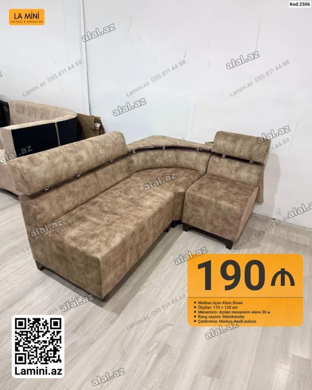 Mətbəx üçün künc divan - Ölçülər: 170 × 120 sm - Mexanizm: Açılan