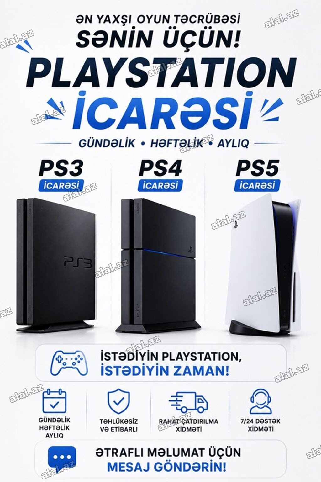 PlayStation icarəsi – PS3, PS4, PS5 - Gündəlik, həftəlik və aylıq