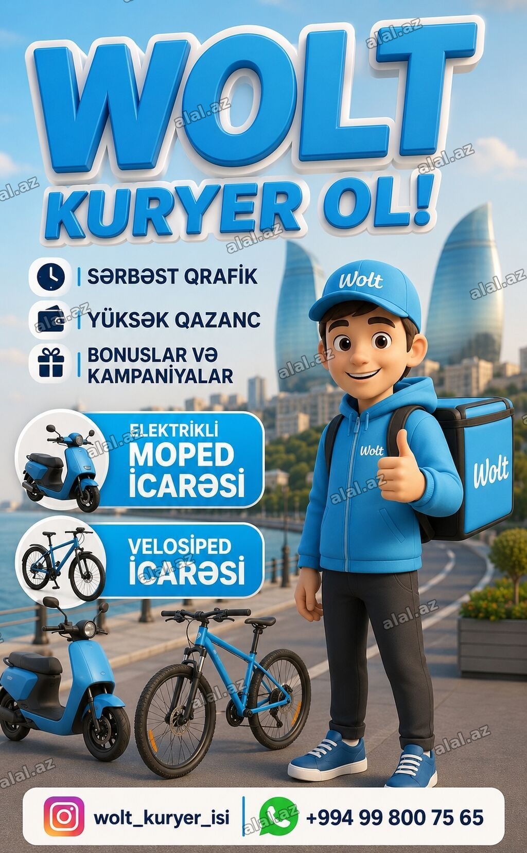 Sürücü-kuryer tələb olunur, Nəqliyyat təmin edilir, Gündəlik ödəniş, Təcrübəsiz