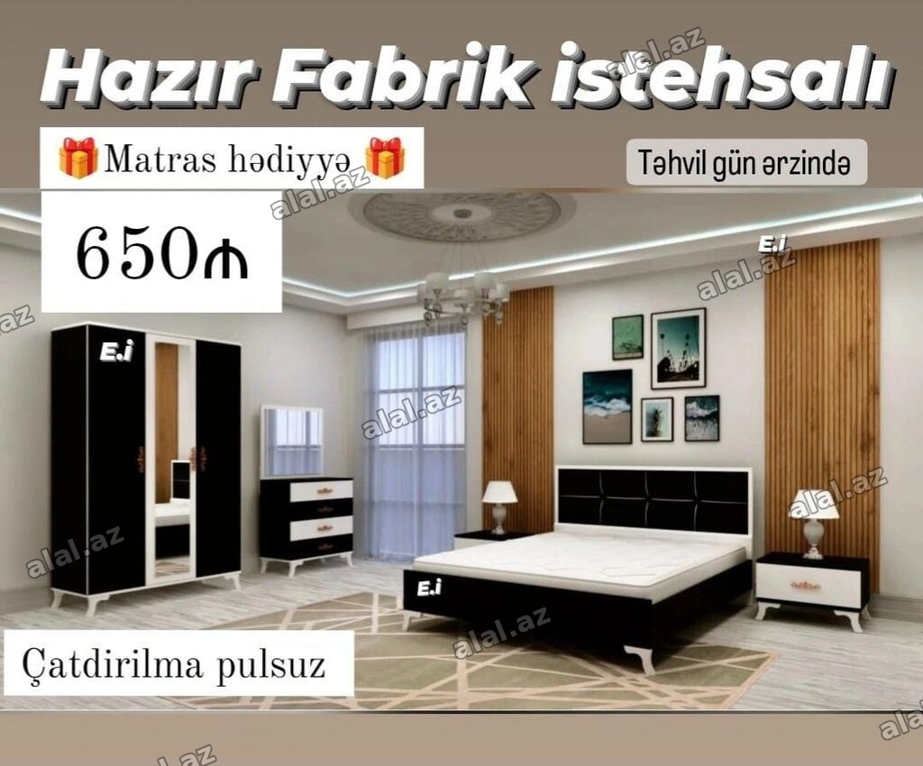 Yataq otağı dəsti – zavod istehsalı - Komplekt: 2 qapılı şkaf