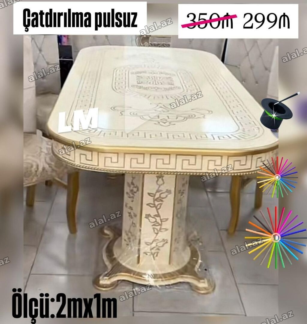Mətbəx/Qonaq otağı üçün klassik üslubda yemək masası. - Düzbucaqlı