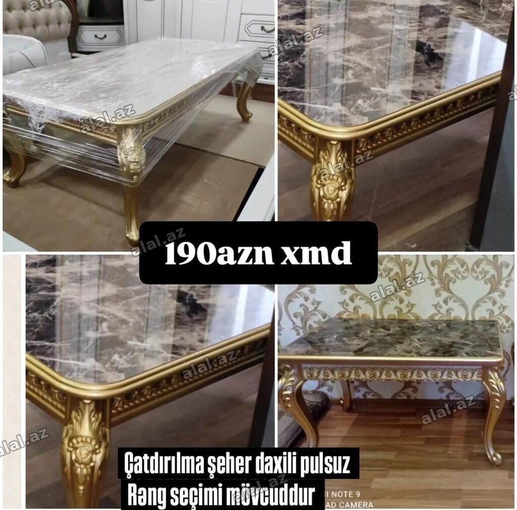 Mətbəx/qonaq otağı üçün klassik üslubda stol. - Üst hissə: mərmər