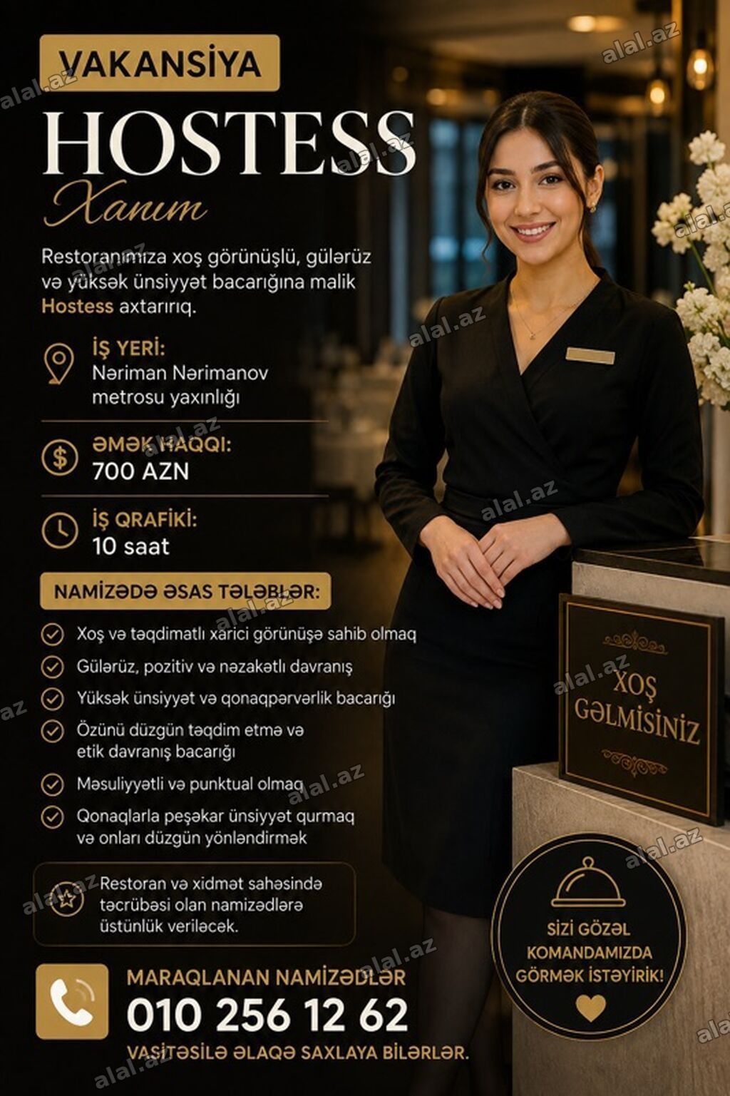 Hostes, qeydiyyatçı tələb olunur