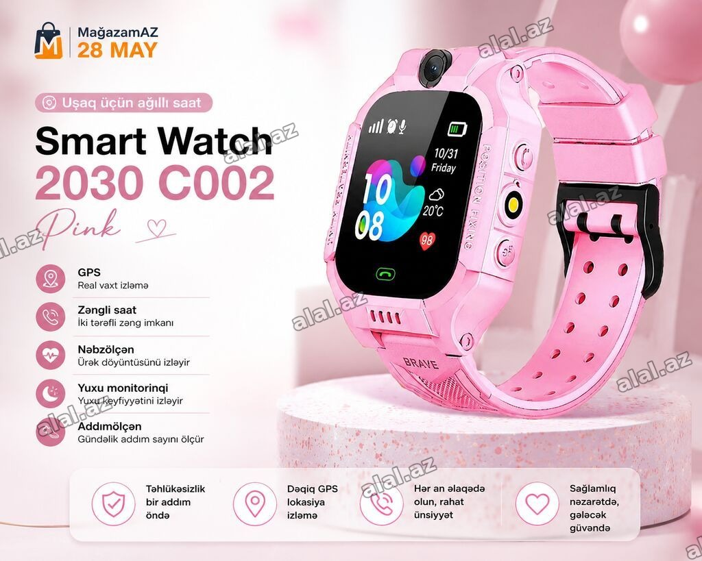 Kateqoriya: Smart saatlar Uşaq üçün ağıllı saat C003 Pink Brend