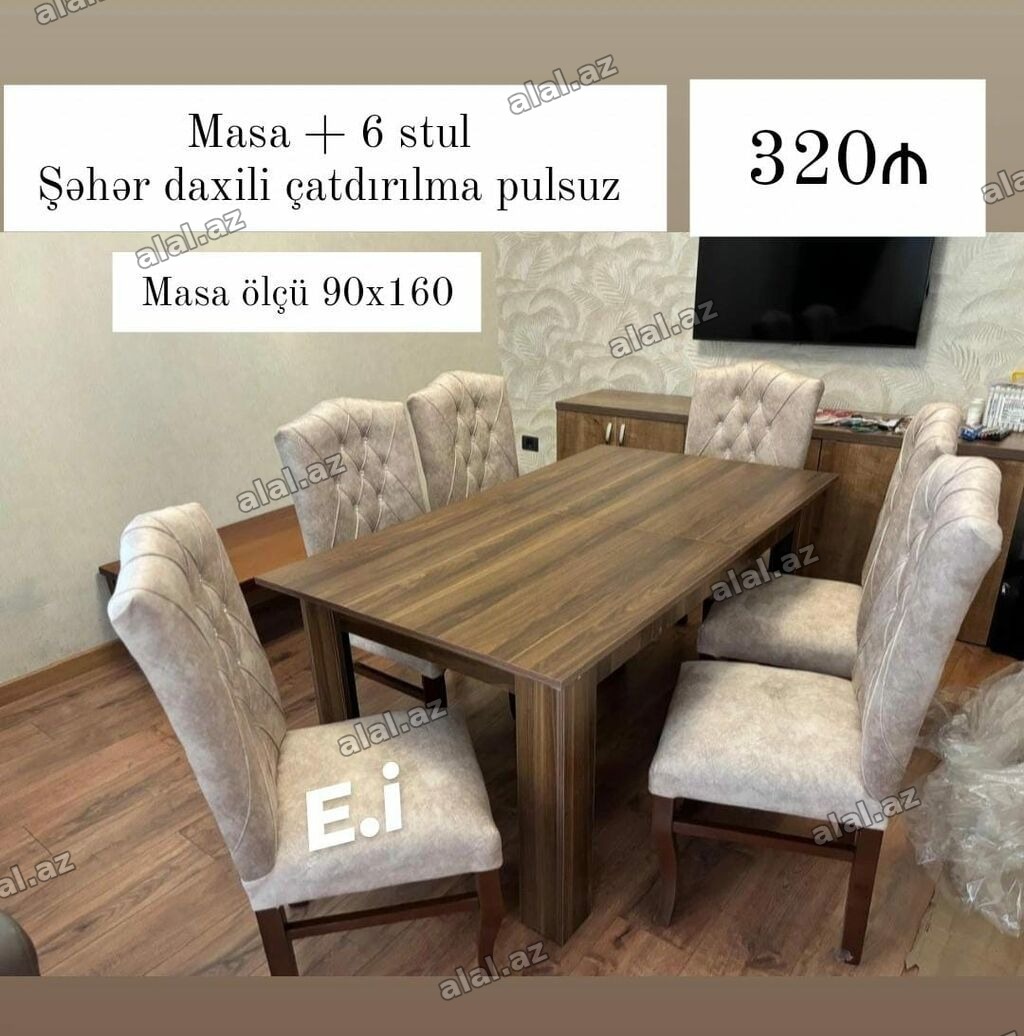 *Masa dəsti / Masa 6stul 320Azn💥* ▫️Reng seçimi var ▫️Masa ölçü