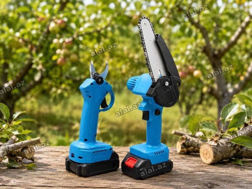 Bağ qayçısı və mini motopila cüt (2 batareyalı) Bağ Qayçısı və Mini