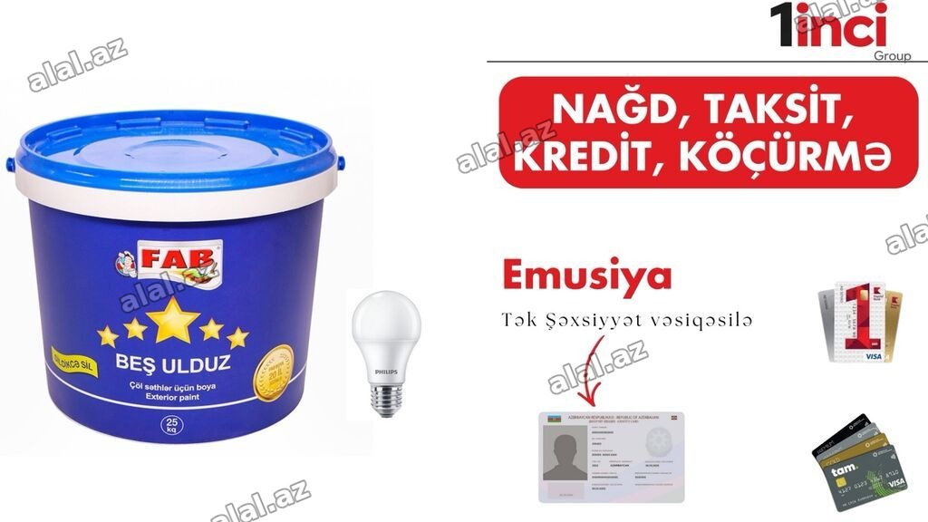 Akril Fasad üçün boya, FAB, 25 kq, rəng - Ağ, Suya davamlı