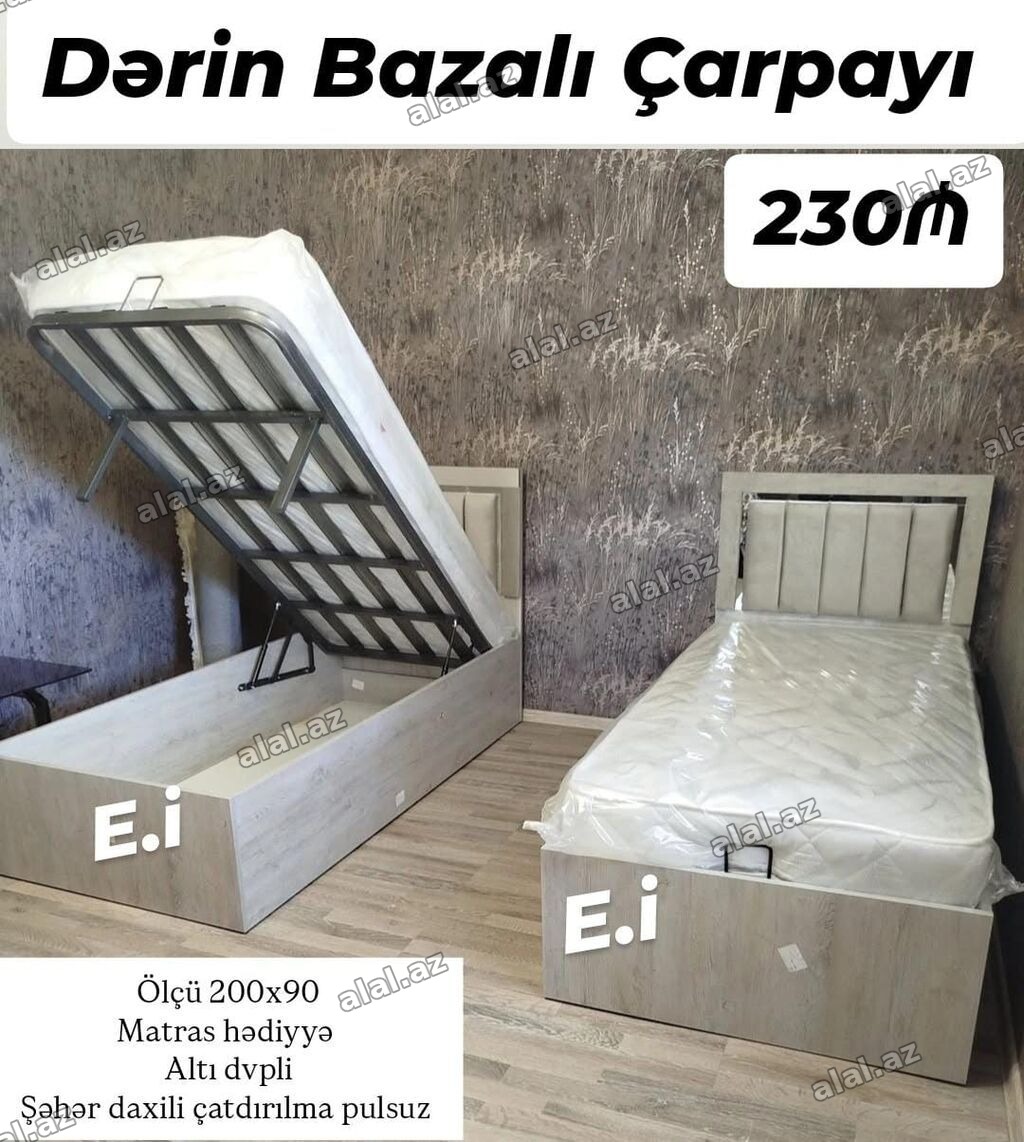 Dərin bazalı tək çarpayı - Ölçü: 200x90 - Dərin bazalı konstruksiya –