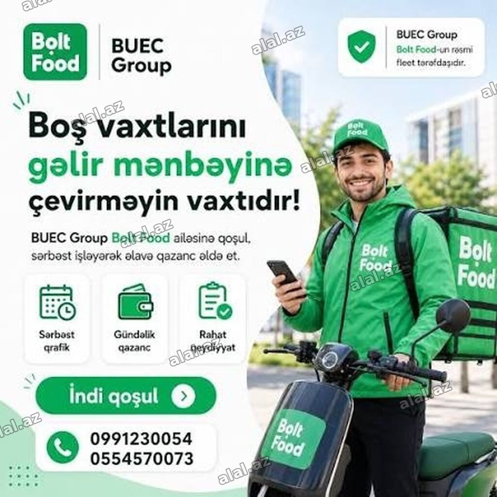 Sürücü-kuryer tələb olunur, Şəxsi nəqliyyat vasitəsi ilə, Gündəlik ödəniş, Təcrü