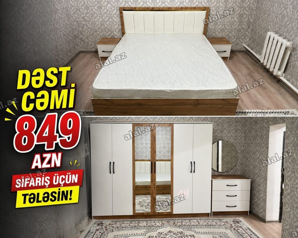 Yataq otağı mebel dəsti Tərkibi: - Çarpayı (yumşaq başlıq