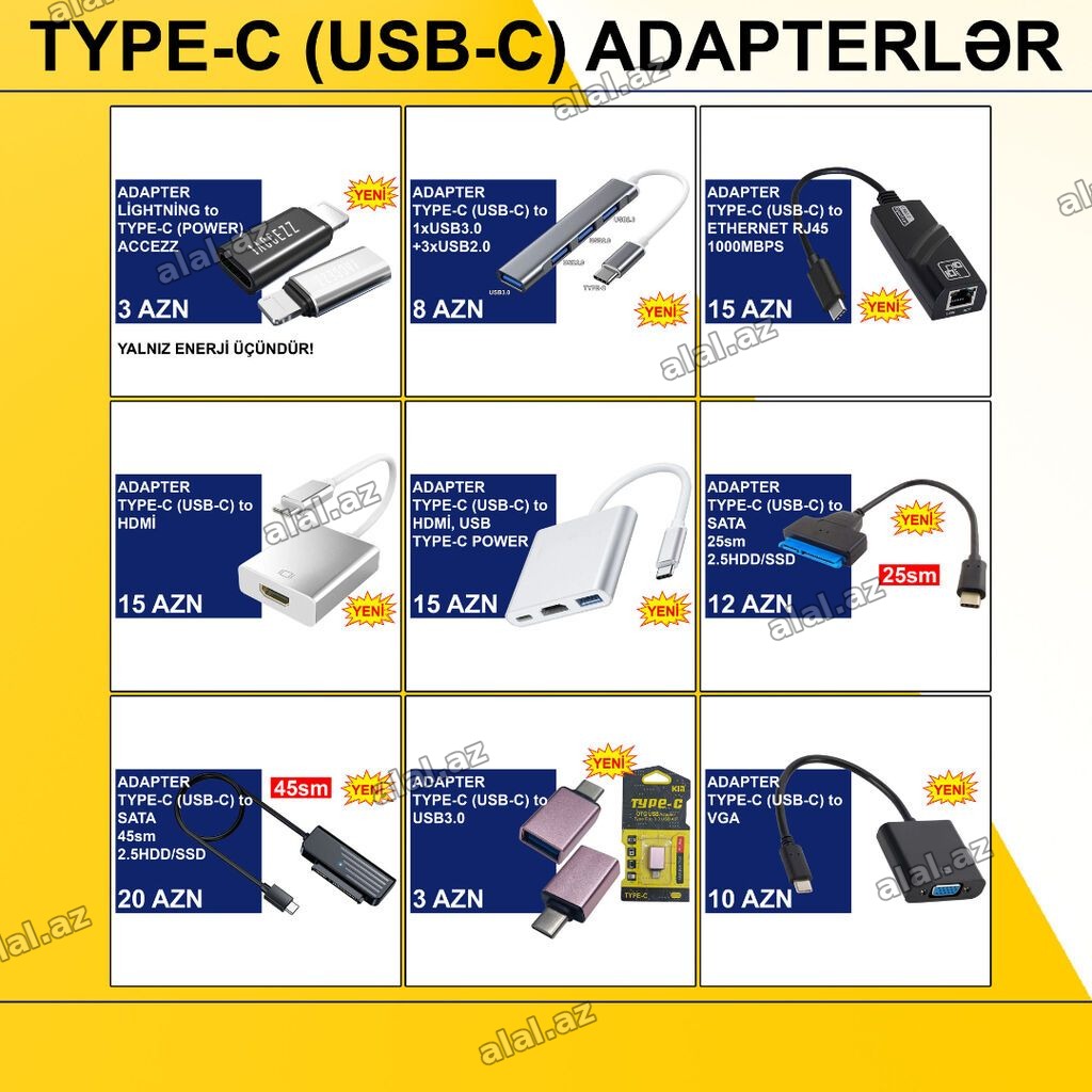 Type-C/USB-C Adapterlər/Konverterlər (Çeviricilər) ⭐Type-C (USB-C) to