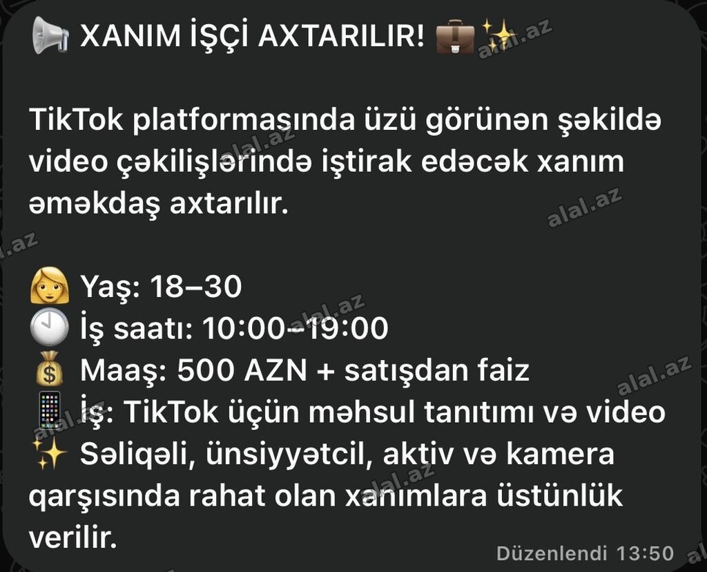 SMM menecer tələb olunur, 18-29 yaş