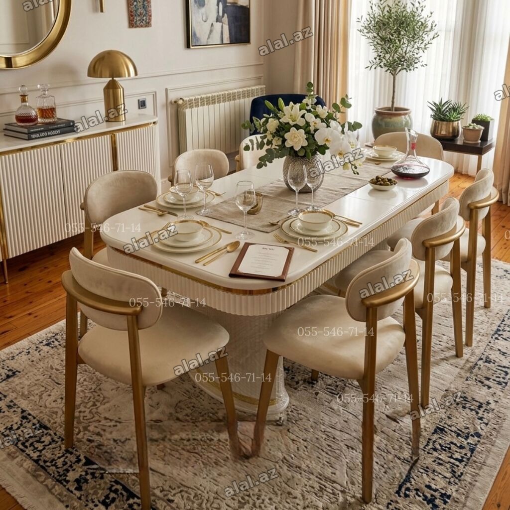 Qonaq otağı üçün, Yeni, Açılmayan, Oval masa, 8 stul
