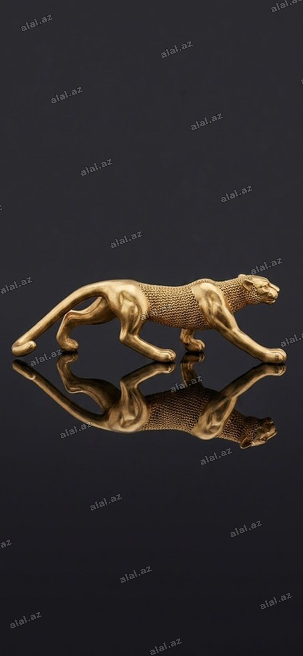 Qızılı panter heykəlciyi – dekorativ aksesuar - Material: metal