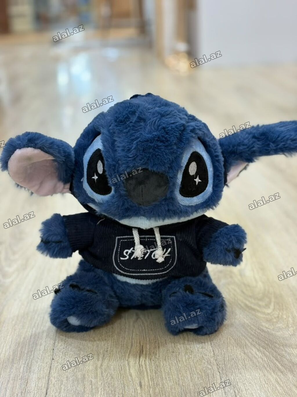 Stitch plyuş oyuncaq – kapüşonlu sviterli - Sevimli mavi Stitch