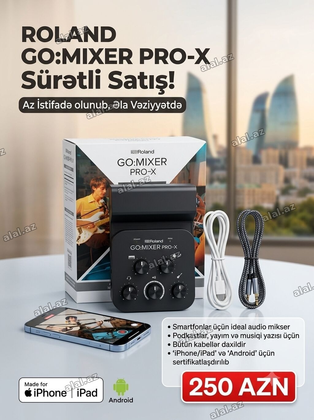 Roland GO:MIXER PRO-X (Smartfonlar üçün audio mikser / səs kartı)
