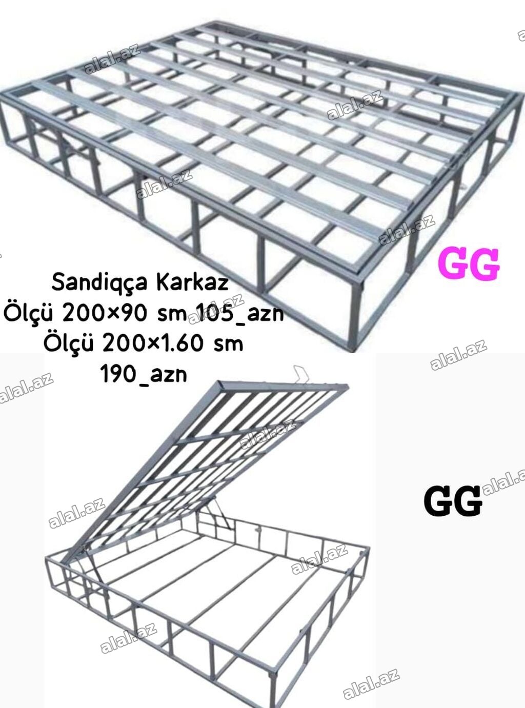 Sandıqça karkaz – metal çarpayı karkası - Material: möhkəm metal