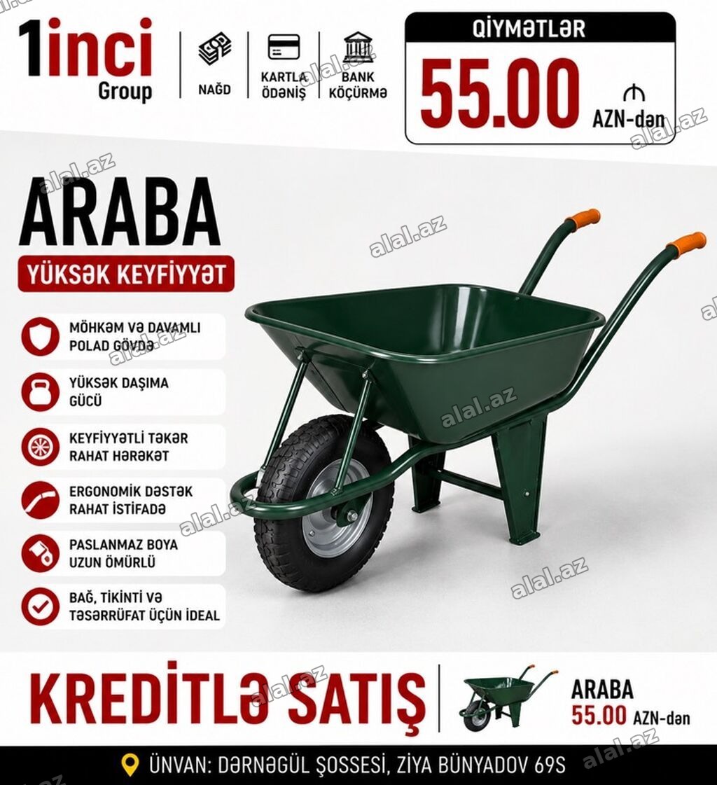 ARABA – Yüksək keyfiyyətli təkərli əl arabası - Möhkəm və davamlı