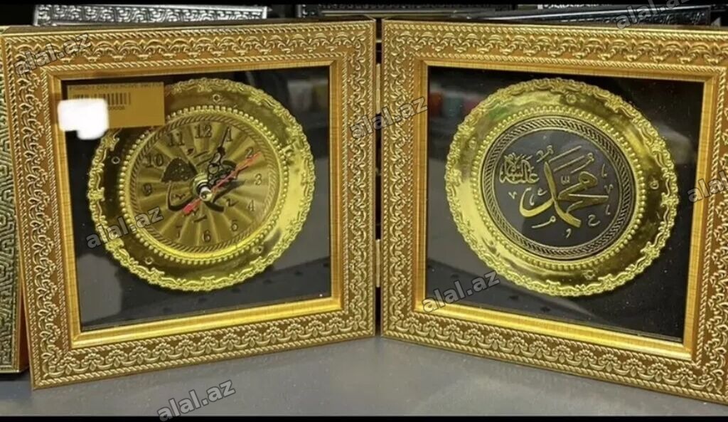 İslam motivli dekorativ saatlı tablo dəsti - Dizayn: Şərqli