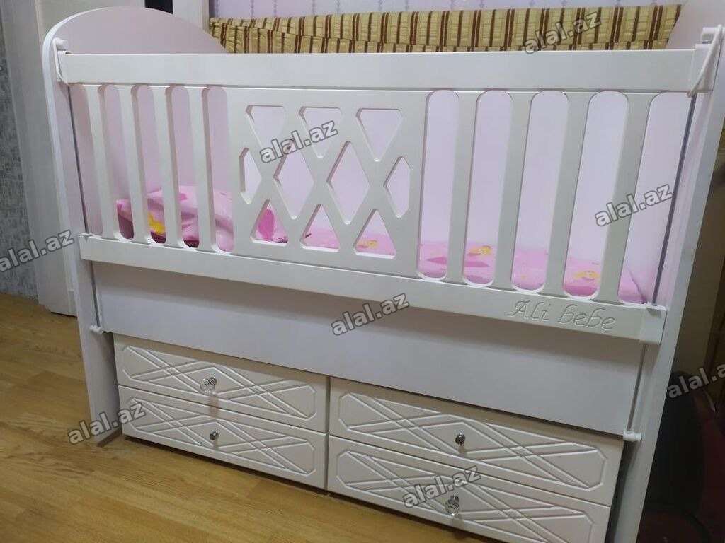 Uşaq beşiyi – “Ali bebe” dizaynı - Rəng: ağ - Material: taxta/MDF
