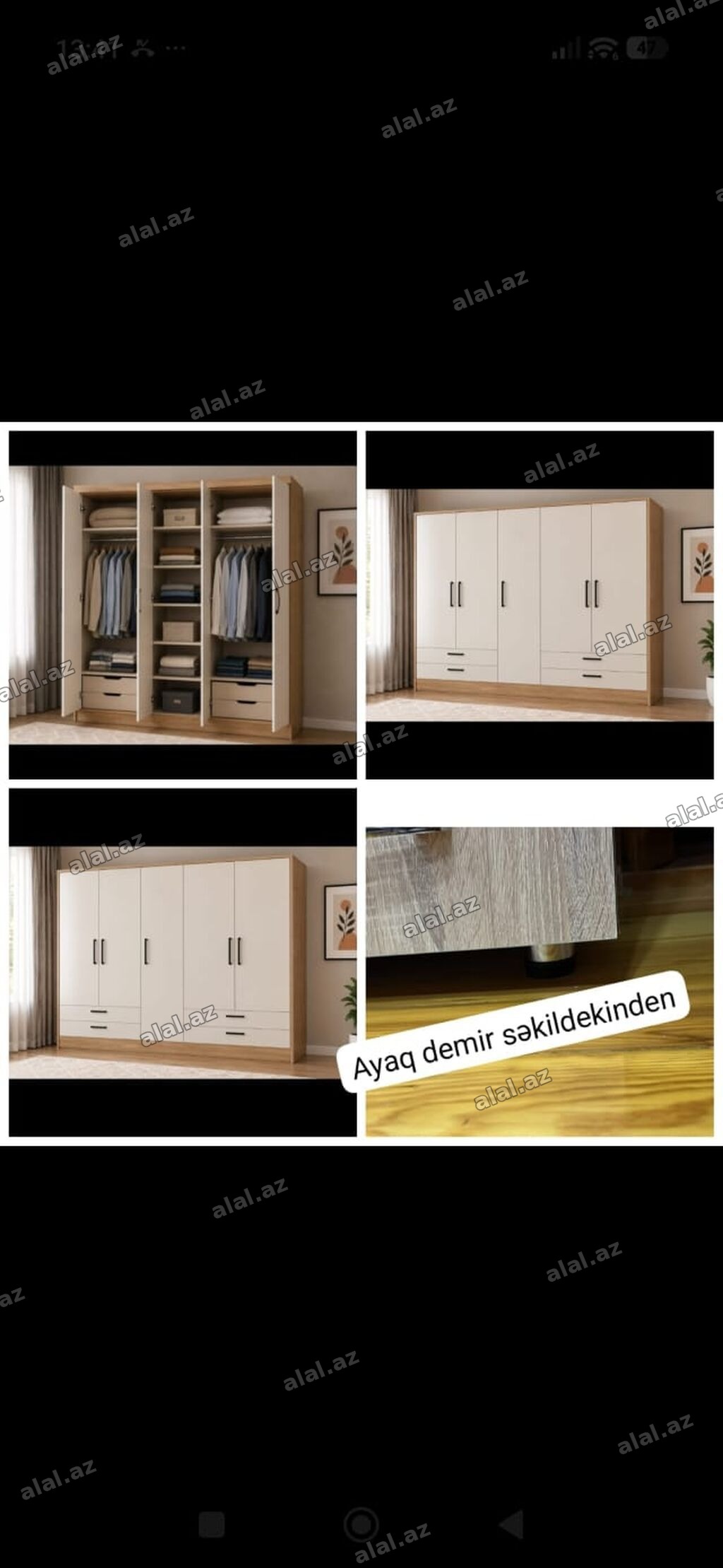 Məhsul: Geniş qarderob və 4 çekmecəli kamod dəsti Qarderob: - 4