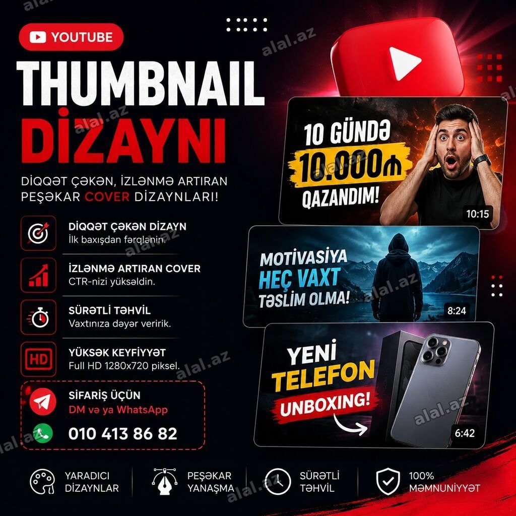 YouTube üçün Thumbnail Dizaynı – diqqət çəkən, izlənməni artıran