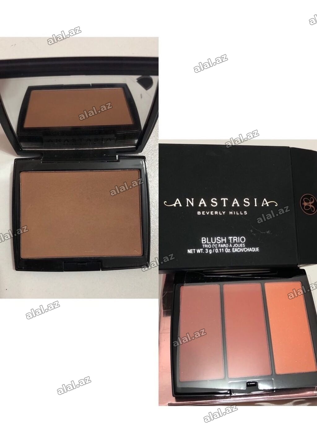 Anastasiya bronzer 1 defe rengine baxilib 40 satilir.Qutusuda var
