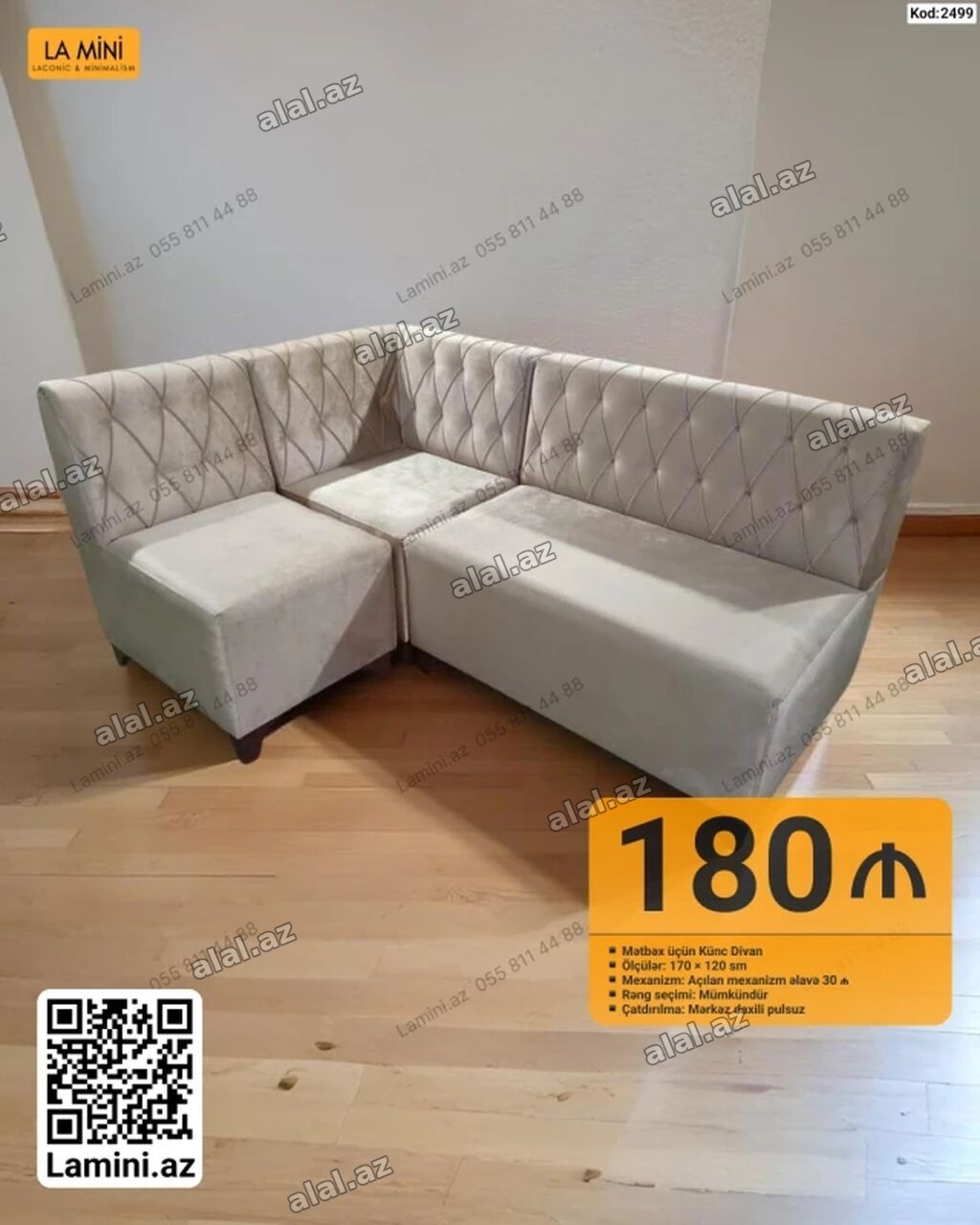 Künc divan, Mətbəx üçün, Parça, Açılan