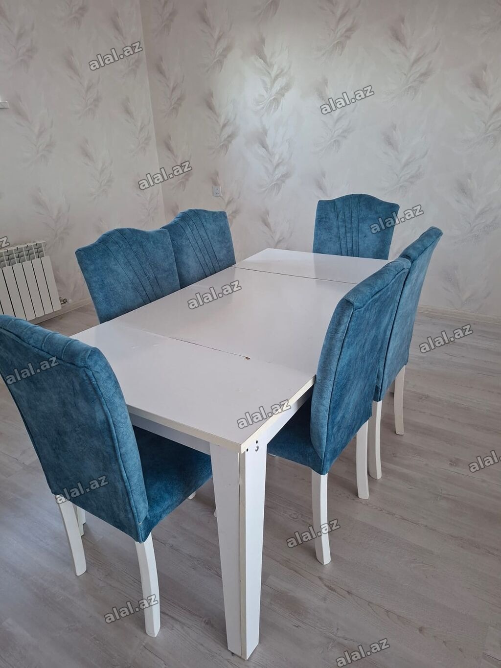 Qonaq otağı üçün, İşlənmiş, Açılan, Dördbucaq masa, 6 stul