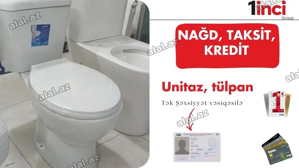 Unitaz və tulpan dəsti - Klassik dizaynlı, ağ keramika material -