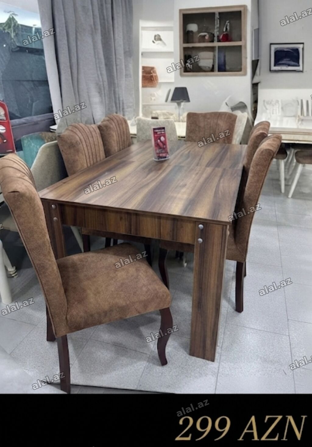 Qonaq otağı üçün, Yeni, Açılmayan, Dördbucaq masa, 6 stul