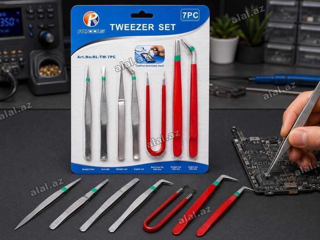 Pinset nabor 7-li Pinset nabor 7-li 7 Parça Peşəkar Pinset Dəsti – 7