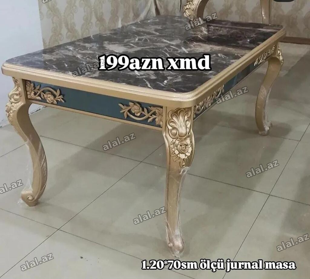 Klassik üslubda jurnal masası - Ölçü: 120 × 70 sm (üzərində