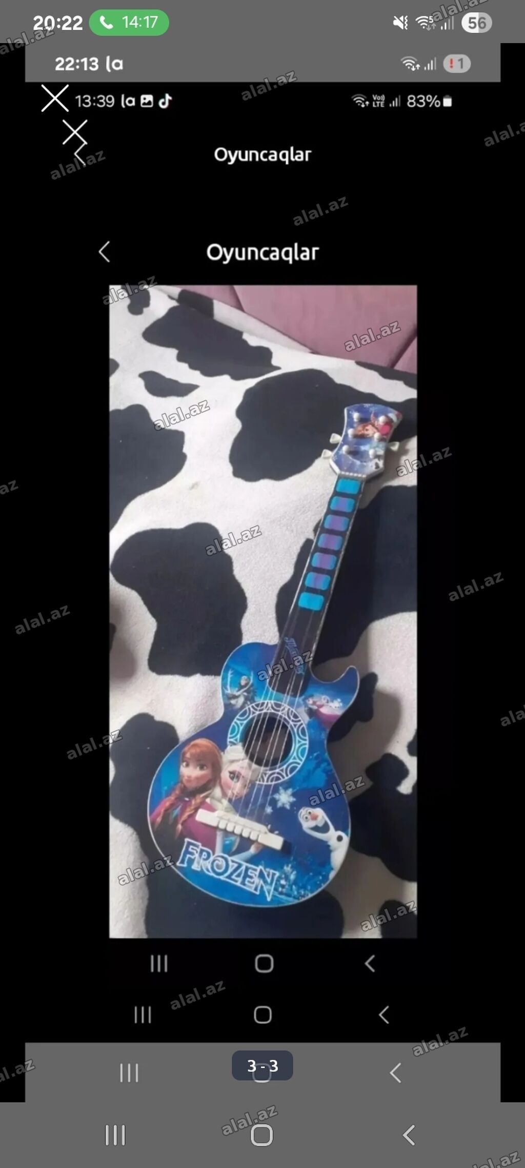Uşaq oyuncağı – “Frozen” mövzulu gitar dest satlir - Rəng: mavi