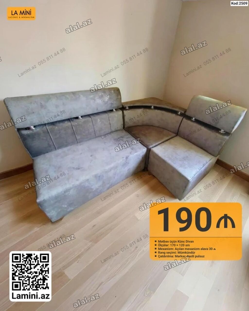 Mətbəx üçün künc divan - Ölçülər: 170 × 120 sm - Mexanizm: açılan