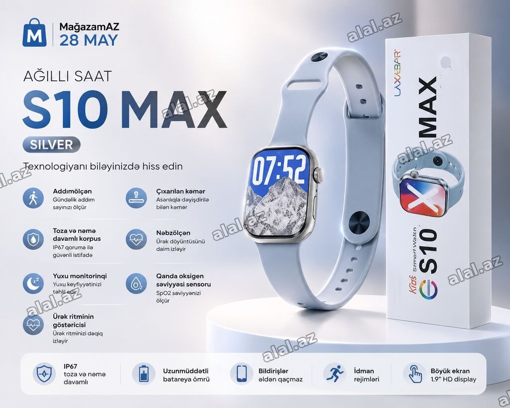 Smart saat S10 Max Silver Brend: No Brand Kateqoriya: Smart saatlar