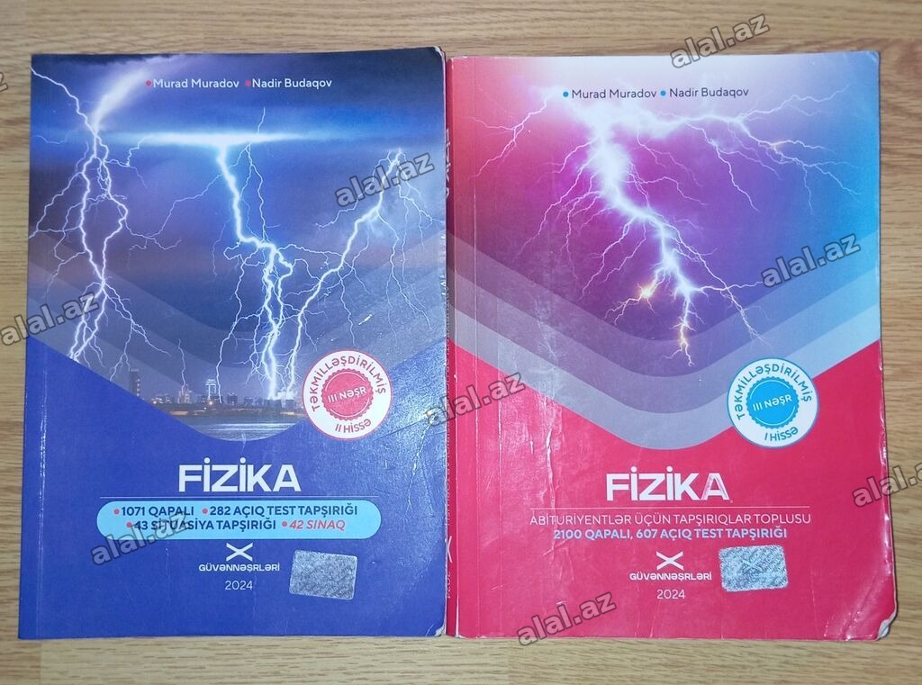 Fizika test kitabları-qırmızı 6 AZN mavi-7 AZN Az işlənib, Cavabları