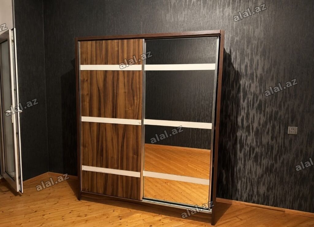 İki qapılı sürgülü qarderob - Material: ağac teksturalı laminat