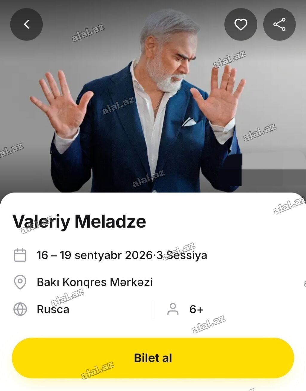 Valeriy Meladze 2 Bilet satilir – konsert proqramı - Tarix:19