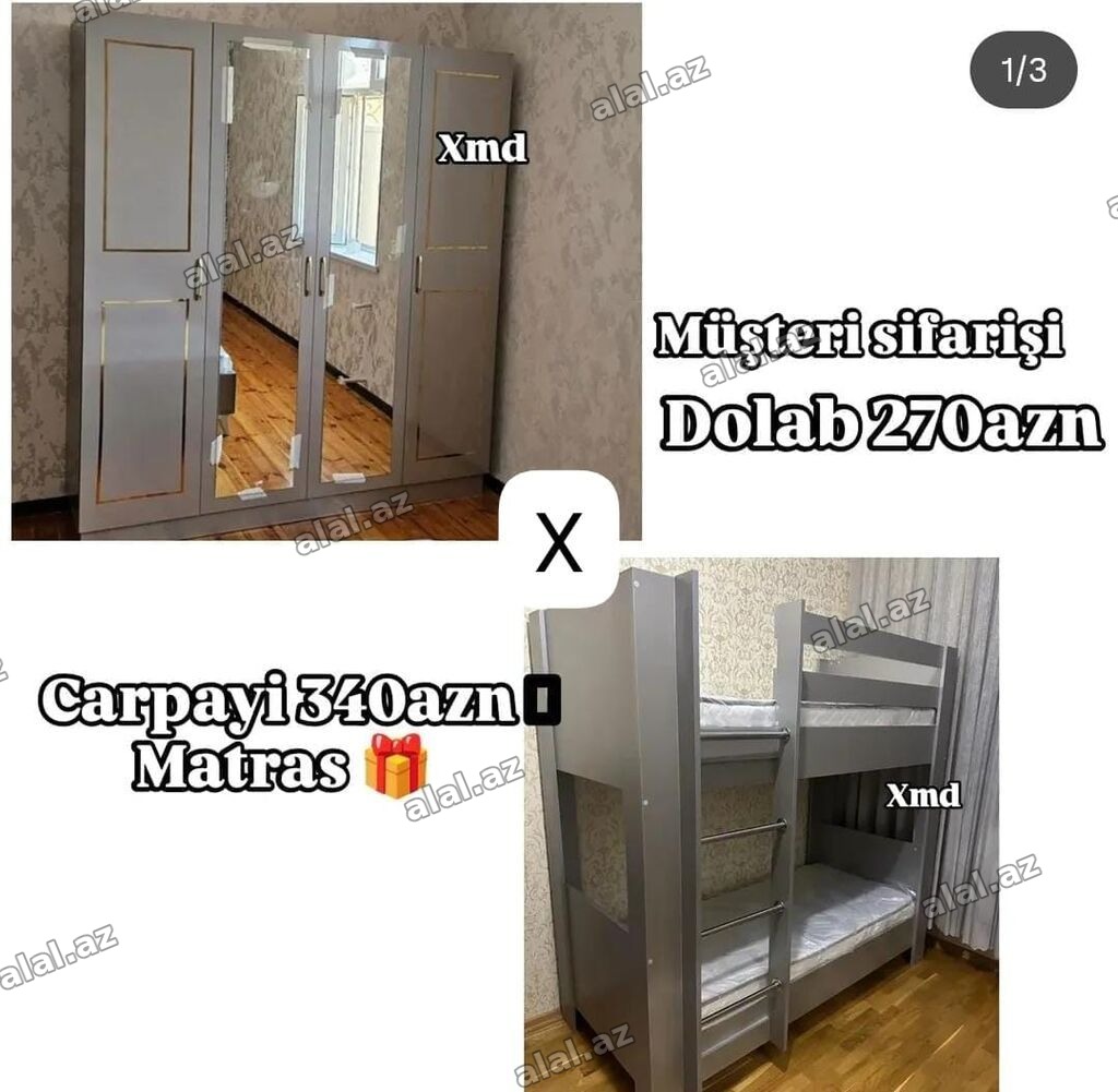 Uşaq otağı üçün dəst: dolab və iki mərtəbəli çarpayı • Dolab – 270