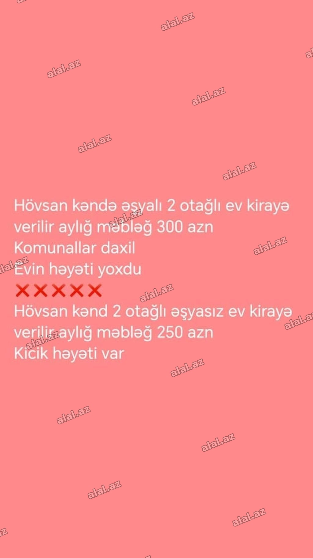 Hövsan kəndində kirayə 2 otaqlı evlər: - Əşyalı 2 otaqlı ev – aylıq