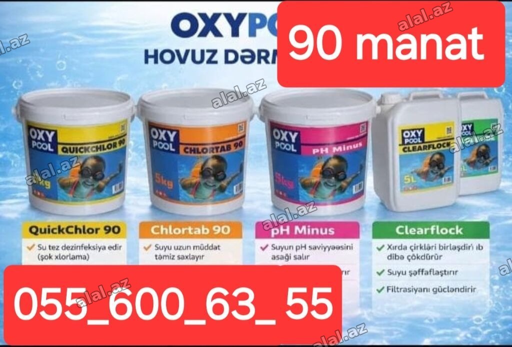 OXY POOL – Hovuz üçün kimyəvi vasitələr dəsti Məhsullar: - QuickChlor
