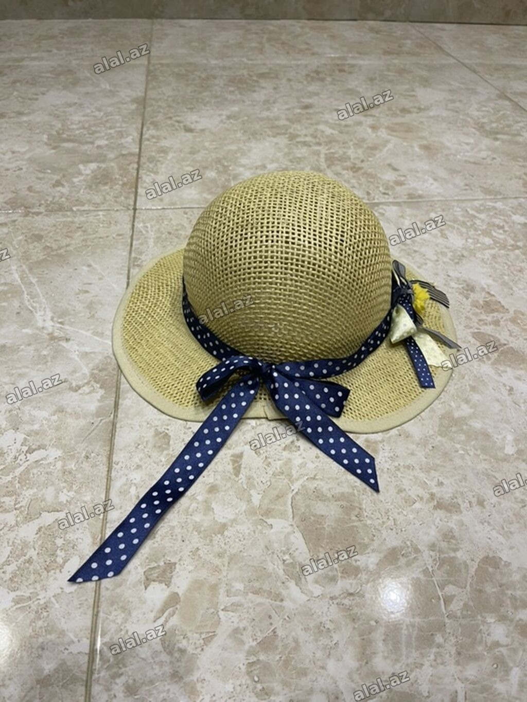 Uşaq üçün saman şlyapası - Material: nəfəsalan toxunma saman/parça -