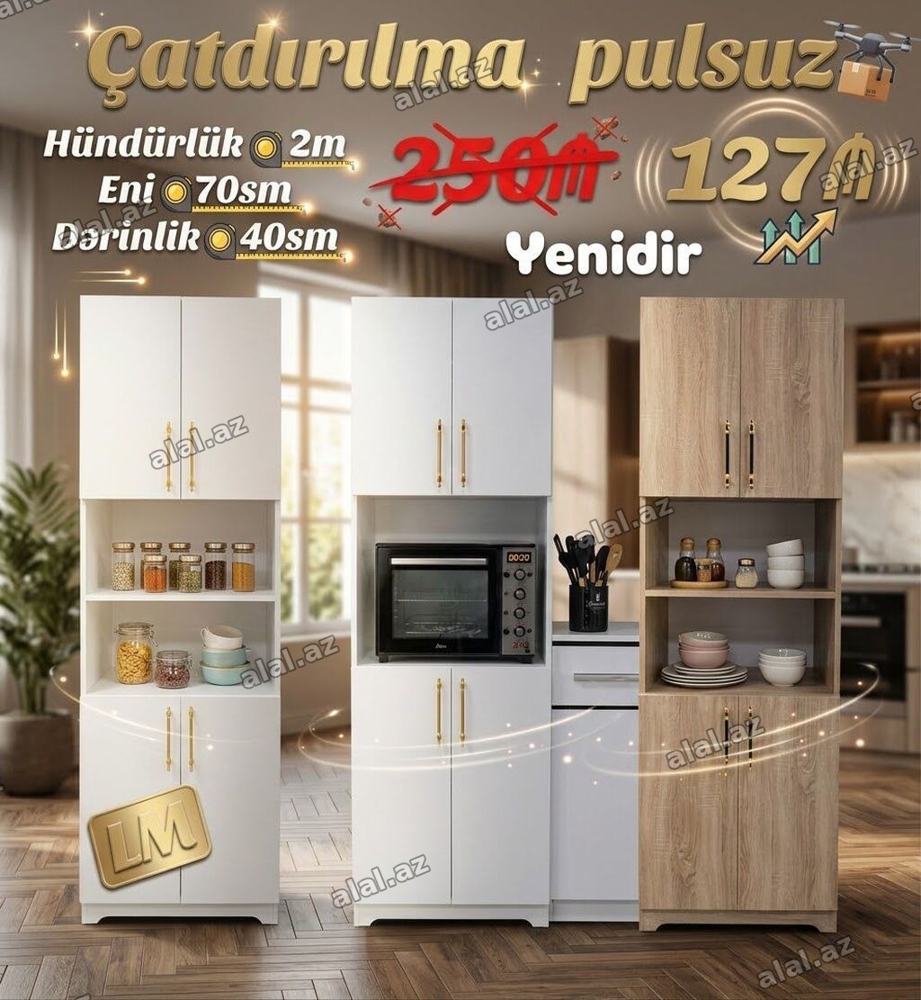 Mətbəx dolabı – çoxfunksiyalı saxlama və texnika bölməsi Ölçülər: -