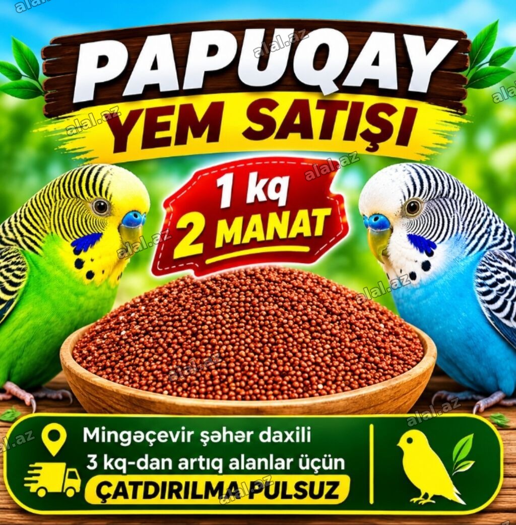 Papuqay üçün yem satışı. - Məhsul: xırda dənəli papuqay yemi (darı