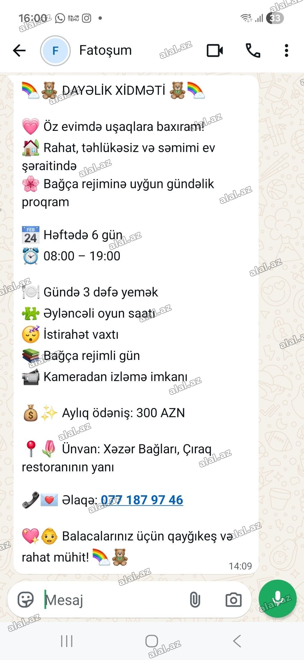 Uşaq baxımı xidməti – ev şəraitində - Rahat, təhlükəsiz və səmimi ev